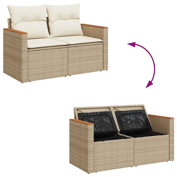 Grote foto vidaxl 4 delige loungeset met kussens poly rattan beige tuin en terras tuinmeubelen