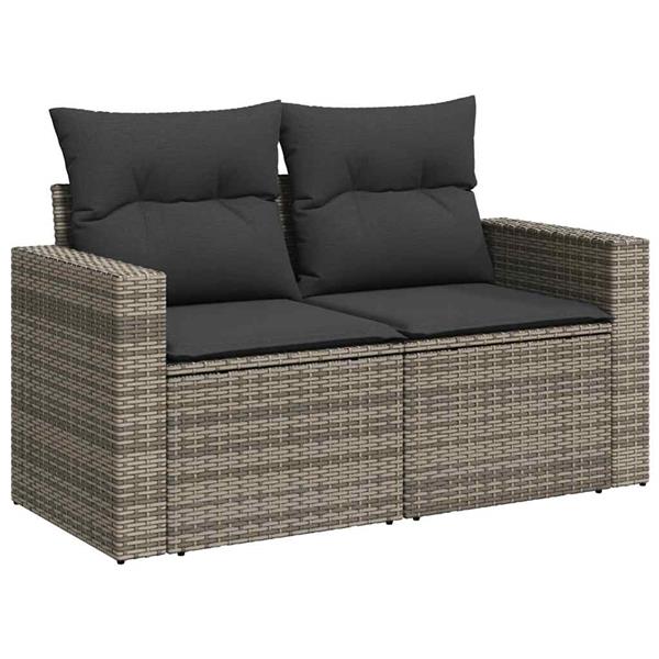 Grote foto vidaxl 6 delige loungeset met kussens poly rattan grijs tuin en terras tuinmeubelen