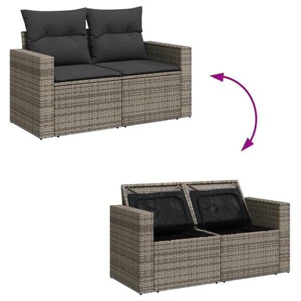 Grote foto vidaxl 4 delige loungeset met kussens poly rattan grijs tuin en terras tuinmeubelen