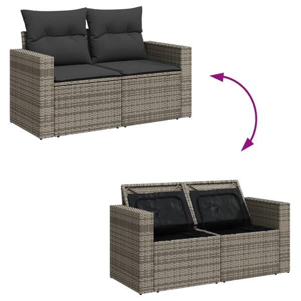 Grote foto vidaxl 5 delige loungeset met kussens poly rattan grijs tuin en terras tuinmeubelen