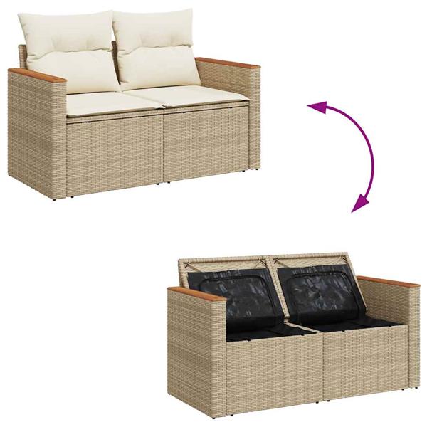 Grote foto vidaxl 5 delige loungeset met kussens poly rattan beige tuin en terras tuinmeubelen