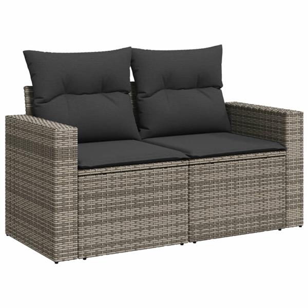 Grote foto vidaxl 4 delige loungeset met kussens poly rattan grijs tuin en terras tuinmeubelen