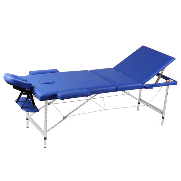 Grote foto vidaxl inklapbare massagetafel 3 zones met aluminium frame blauw beauty en gezondheid massage