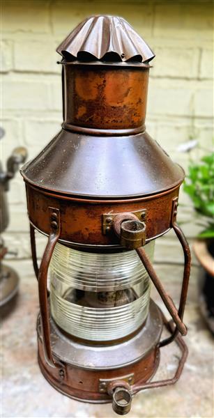 Grote foto originele koperen scheepslamp tavernier oostende antiek en kunst curiosa en brocante