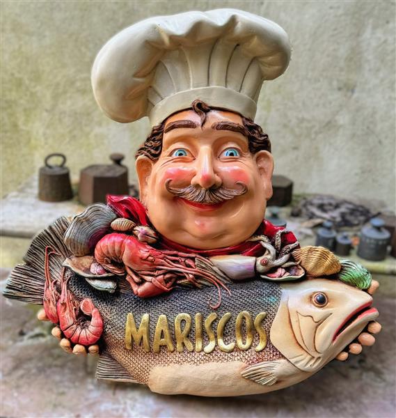 Grote foto pubbord chefkok mariscos van alan agohob antiek en kunst curiosa en brocante