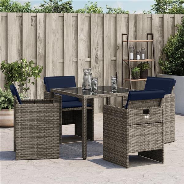 Grote foto vidaxl tuinstoelen 4 st met kussens poly rattan grijs tuin en terras tuinmeubelen