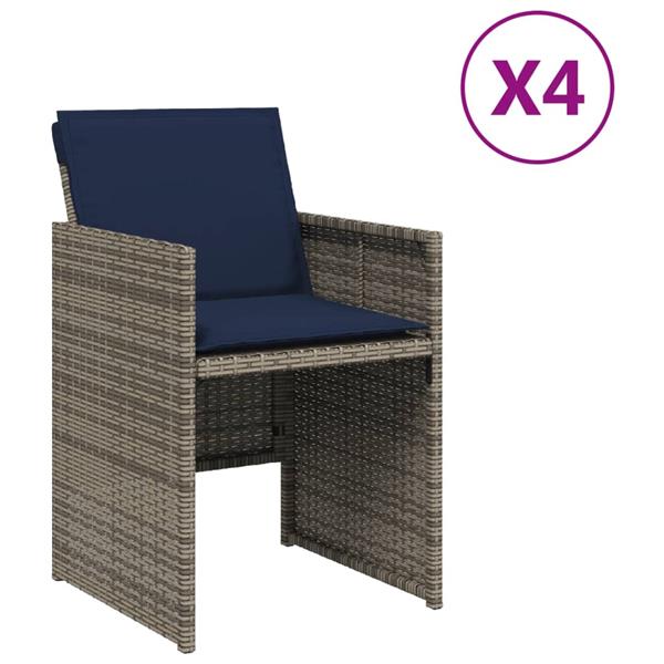 Grote foto vidaxl tuinstoelen 4 st met kussens poly rattan grijs tuin en terras tuinmeubelen