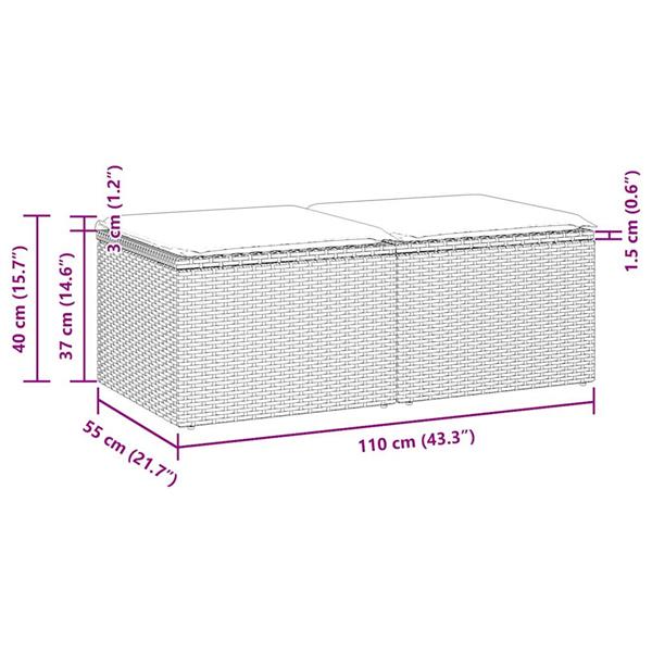 Grote foto vidaxl 2 delige loungeset met kussens poly rattan acacia bruin tuin en terras tuinmeubelen