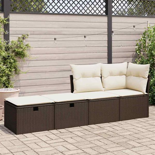 Grote foto vidaxl 2 delige loungeset met kussens poly rattan acacia bruin tuin en terras tuinmeubelen