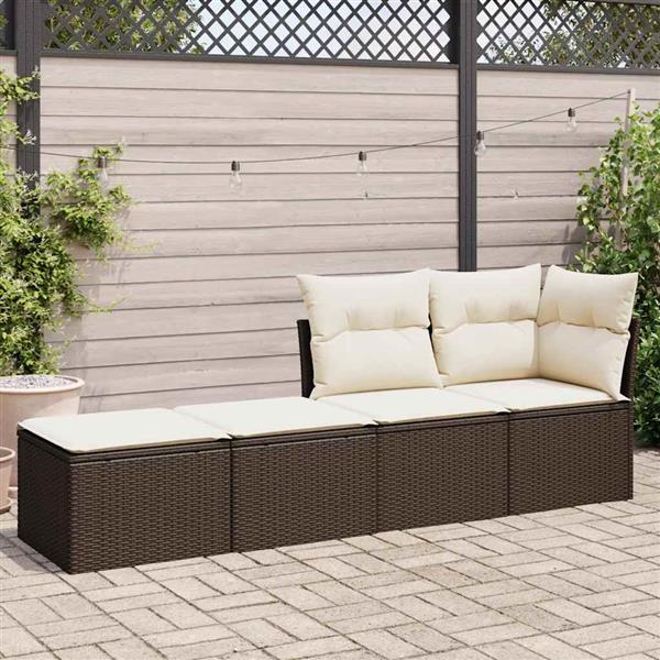 Grote foto vidaxl 2 delige loungeset met kussens poly rattan acacia bruin tuin en terras tuinmeubelen