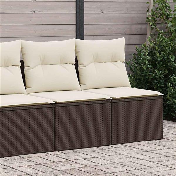 Grote foto vidaxl 2 delige loungeset met kussens poly rattan acacia bruin tuin en terras tuinmeubelen