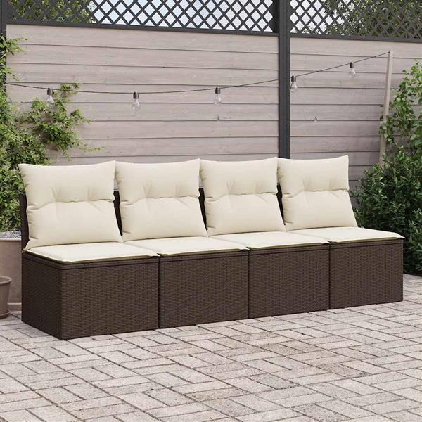 Grote foto vidaxl 2 delige loungeset met kussens poly rattan acacia bruin tuin en terras tuinmeubelen