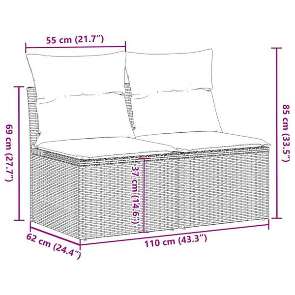 Grote foto vidaxl 2 delige loungeset met kussens poly rattan acacia bruin tuin en terras tuinmeubelen