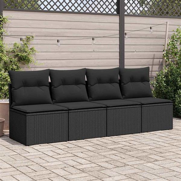 Grote foto vidaxl 2 delige loungeset met kussens poly rattan acacia zwart tuin en terras tuinmeubelen