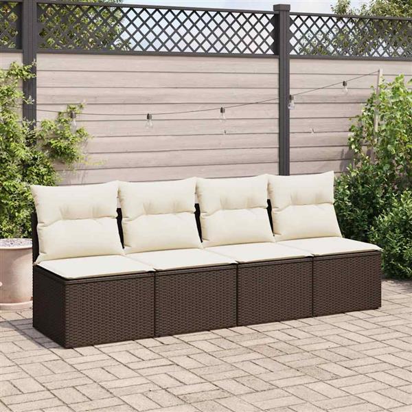 Grote foto vidaxl 2 delige loungeset met kussens poly rattan acacia bruin tuin en terras tuinmeubelen