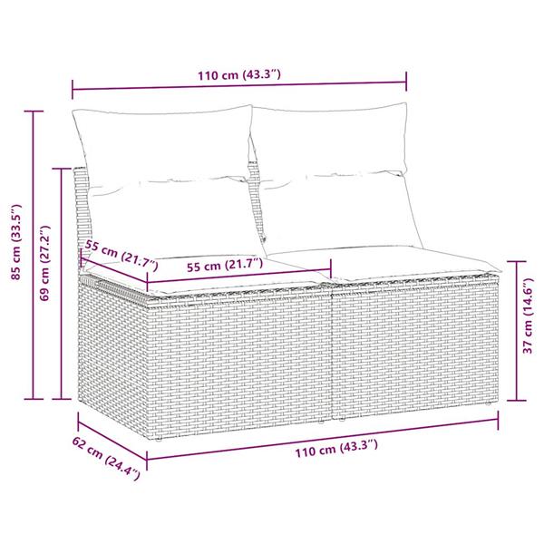 Grote foto vidaxl 2 delige loungeset met kussens poly rattan acacia bruin tuin en terras tuinmeubelen