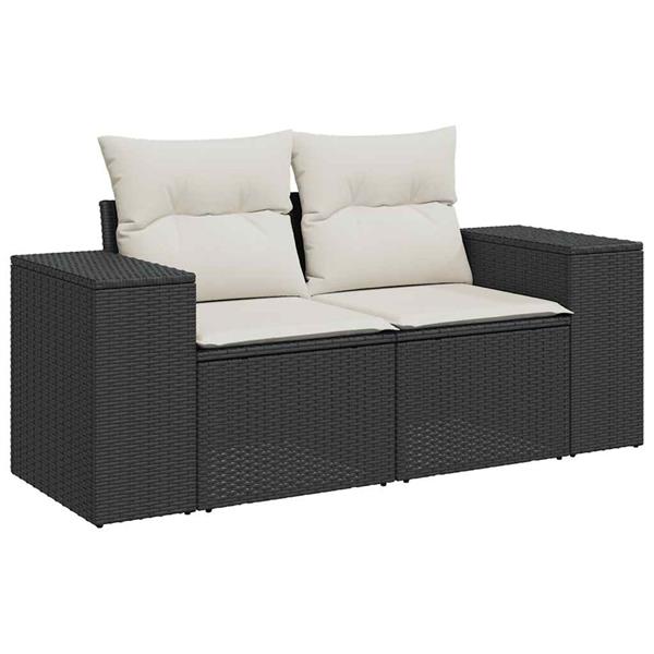 Grote foto vidaxl 5 delige loungeset met kussens poly rattan zwart tuin en terras tuinmeubelen