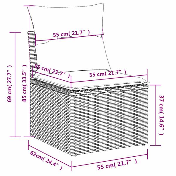 Grote foto vidaxl 2 delige loungeset met kussens poly rattan acacia lichtgrijs tuin en terras tuinmeubelen