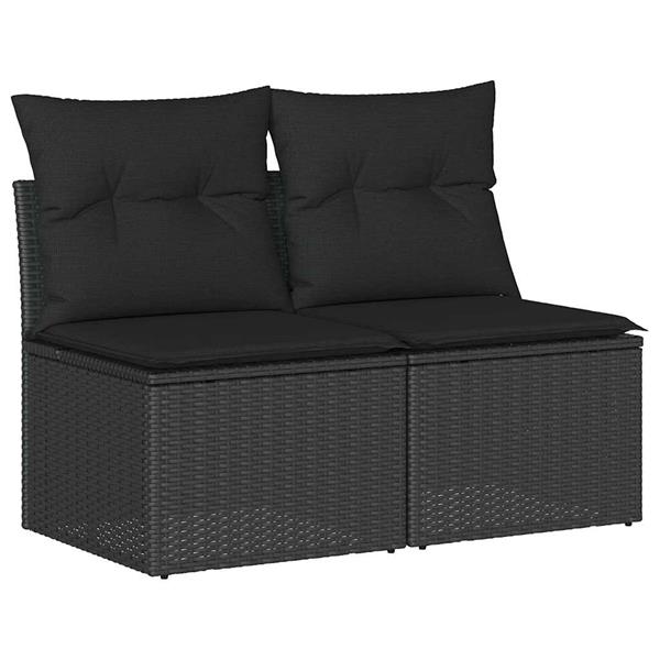 Grote foto vidaxl 2 delige loungeset met kussens poly rattan acacia zwart tuin en terras tuinmeubelen