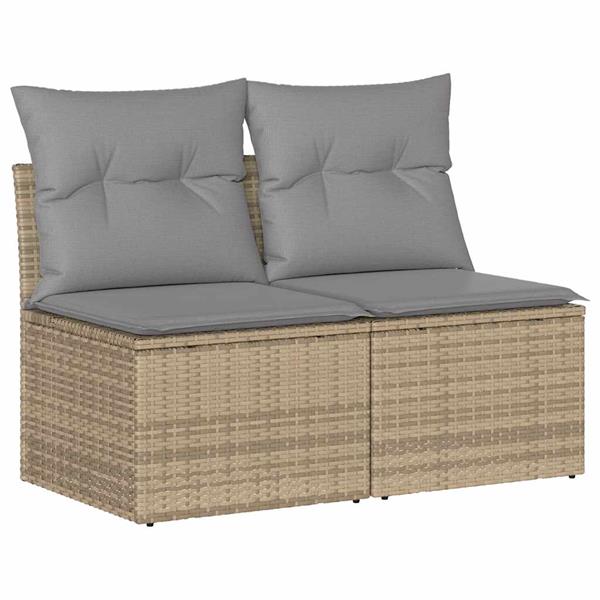 Grote foto vidaxl 2 delige loungeset met kussens poly rattan acacia beige tuin en terras tuinmeubelen