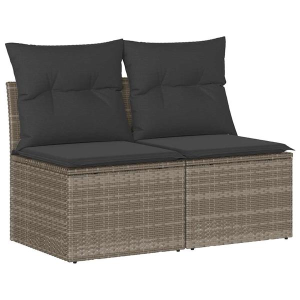 Grote foto vidaxl 2 delige loungeset met kussens poly rattan acacia grijs tuin en terras tuinmeubelen