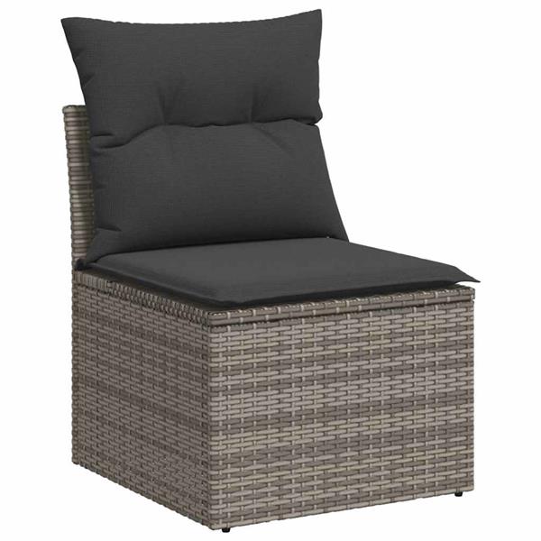 Grote foto vidaxl 2 delige loungeset met kussens poly rattan acacia grijs tuin en terras tuinmeubelen