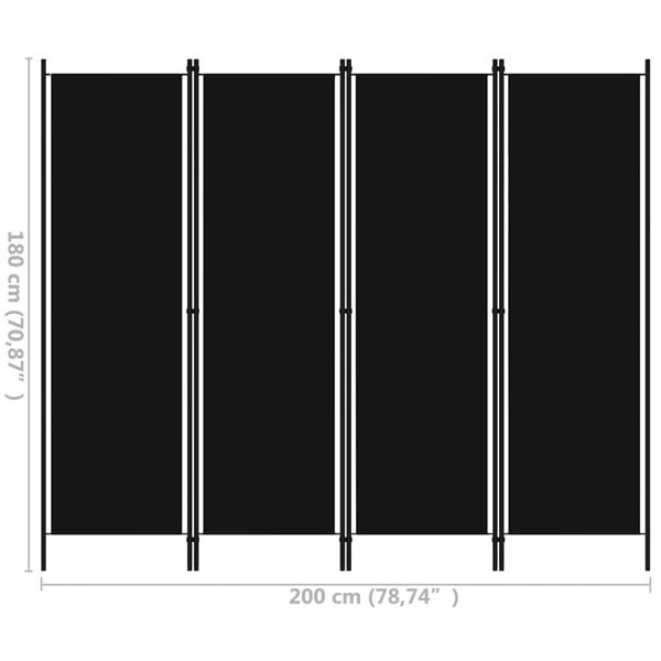 Grote foto vidaxl kamerscherm met 4 panelen 200x180 cm zwart huis en inrichting overige huis en inrichting