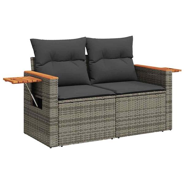 Grote foto vidaxl 4 delige loungeset met kussens poly rattan acacia grijs tuin en terras tuinmeubelen