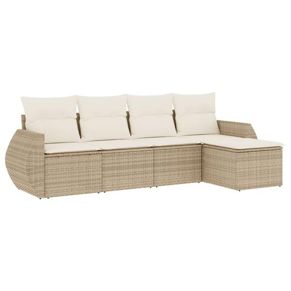 Grote foto vidaxl 5 delige loungeset met kussens poly rattan beige tuin en terras tuinmeubelen