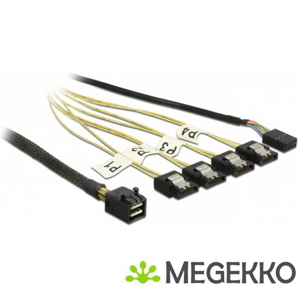 Grote foto delock 83320 kabel mini sas hd sff 8643 4 x sata 7 pins reverse zijband 0 5 m computers en software overige computers en software