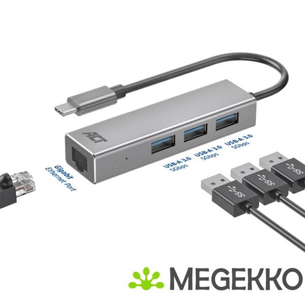 Grote foto act usb c hub en ethernet adapter met usb a computers en software overige computers en software