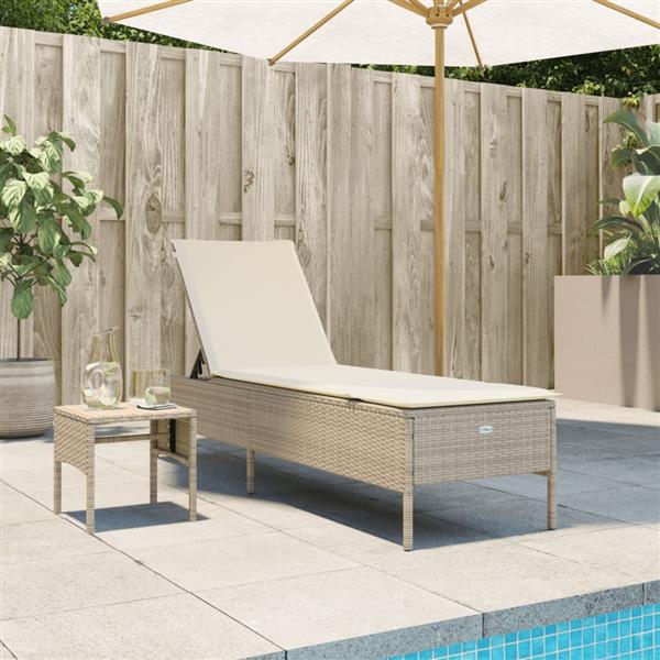 Grote foto vidaxl ligbed met tafel en kussen poly rattan beige tuin en terras tuinmeubelen