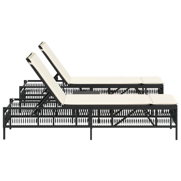 Grote foto vidaxl ligbedden 2 st met tafel poly rattan zwart tuin en terras tuinmeubelen