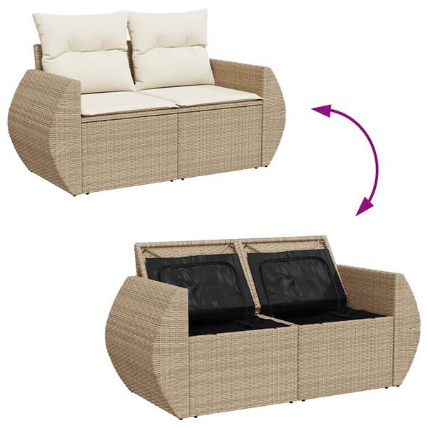 Grote foto vidaxl 5 delige loungeset met kussens poly rattan beige tuin en terras tuinmeubelen