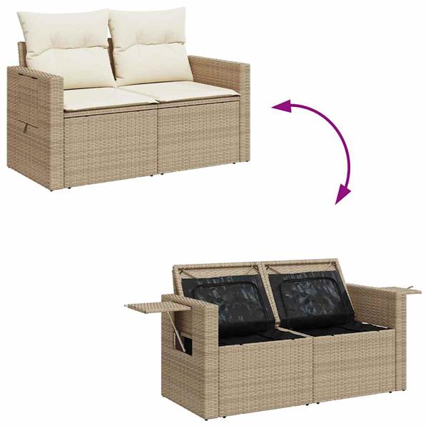 Grote foto vidaxl 5 delige loungeset met kussens poly rattan beige tuin en terras tuinmeubelen