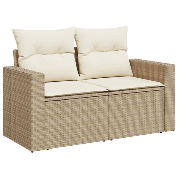 Grote foto vidaxl 4 delige loungeset met kussens poly rattan beige tuin en terras tuinmeubelen