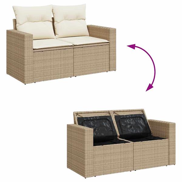 Grote foto vidaxl 4 delige loungeset met kussens poly rattan beige tuin en terras tuinmeubelen