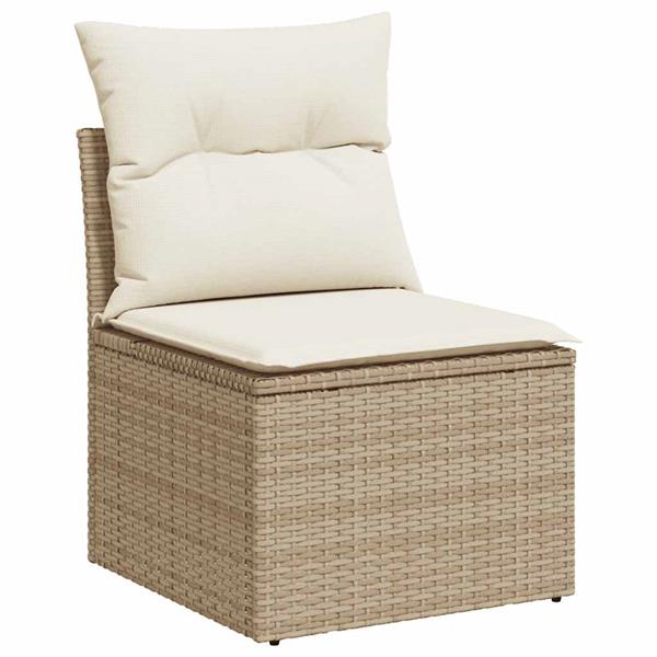 Grote foto vidaxl 6 delige loungeset met kussens poly rattan beige tuin en terras tuinmeubelen