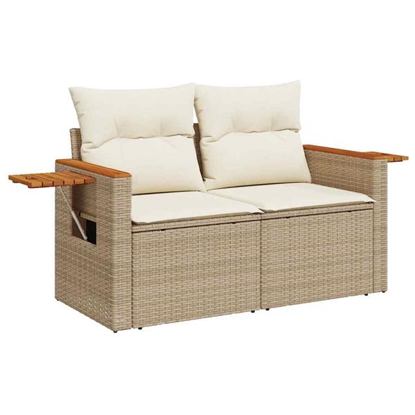 Grote foto vidaxl 5 delige loungeset met kussens poly rattan beige tuin en terras tuinmeubelen