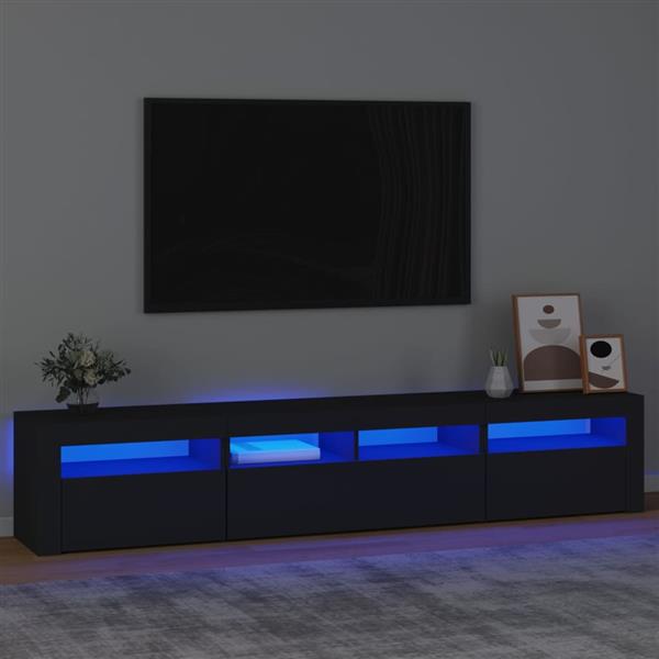 Grote foto vidaxl tv meubel met led verlichting 210x35x40 cm zwart huis en inrichting overige