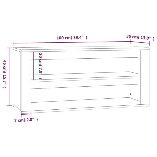 Grote foto vidaxl schoenenrek 100x35x45 cm bewerkt hout zwart huis en inrichting overige