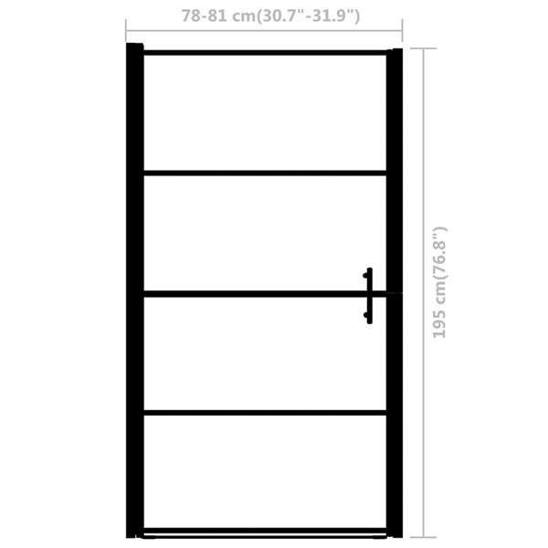 Grote foto vidaxl douchedeur 81x195 cm gehard glas zwart doe het zelf en verbouw sanitair