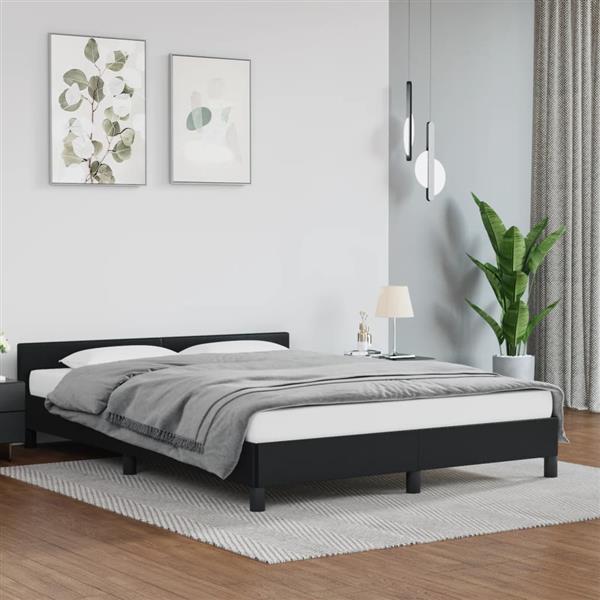 Grote foto vidaxl bedframe met hoofdeinde zonder matras 140x200 cm zwart antiek en kunst stoelen en banken