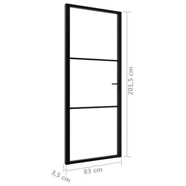 Grote foto vidaxl binnendeur 83x201 5 cm esg glas en aluminium zwart doe het zelf en verbouw deuren en horren