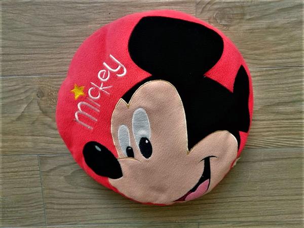 Grote foto rond disney kussen poef met mickey mouse kinderen en baby kinderspulletjes