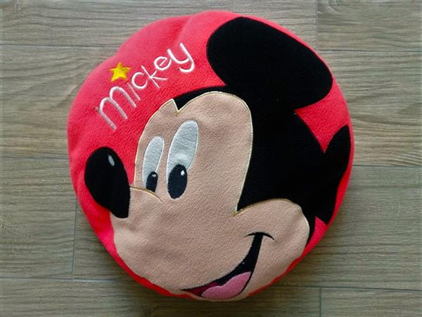 Grote foto rond disney kussen poef met mickey mouse kinderen en baby kinderspulletjes