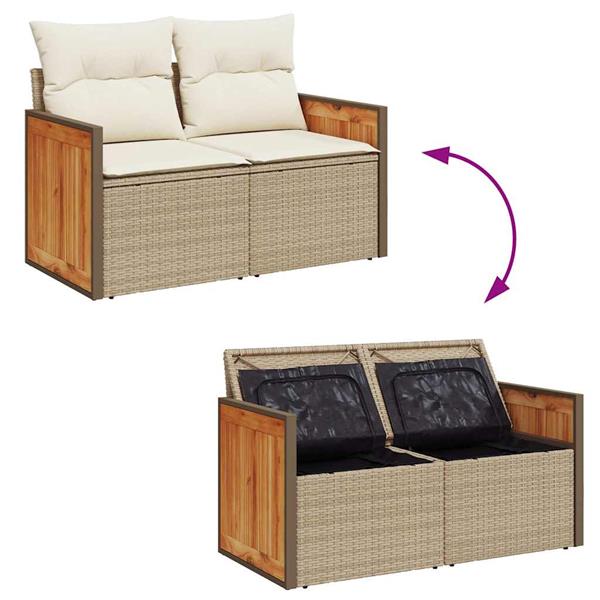 Grote foto vidaxl 5 delige loungeset met kussens poly rattan beige tuin en terras tuinmeubelen