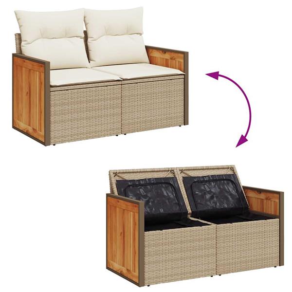 Grote foto vidaxl 4 delige loungeset met kussens poly rattan beige tuin en terras tuinmeubelen