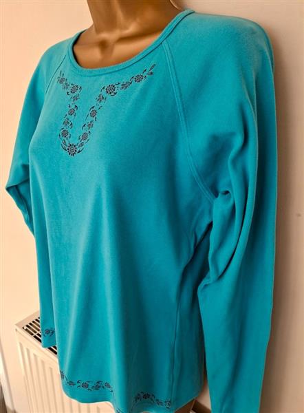 Grote foto turquoise flower power sweater longsleeve medium kleding dames truien en vesten