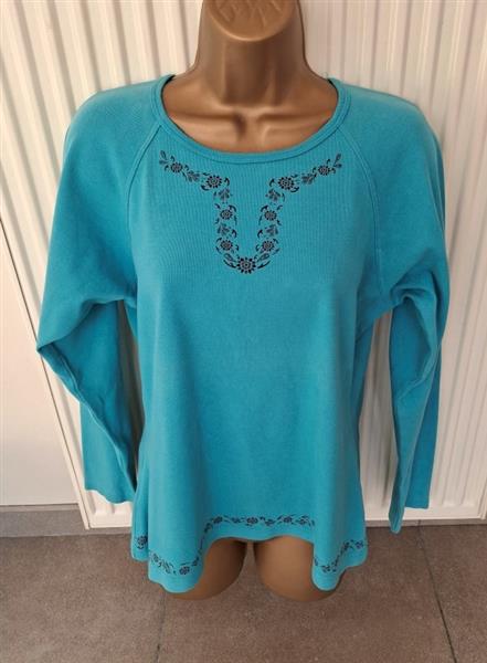 Grote foto turquoise flower power sweater longsleeve medium kleding dames truien en vesten